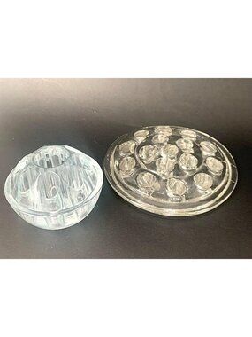 2 Vintage Clear Glass Flower Frogs